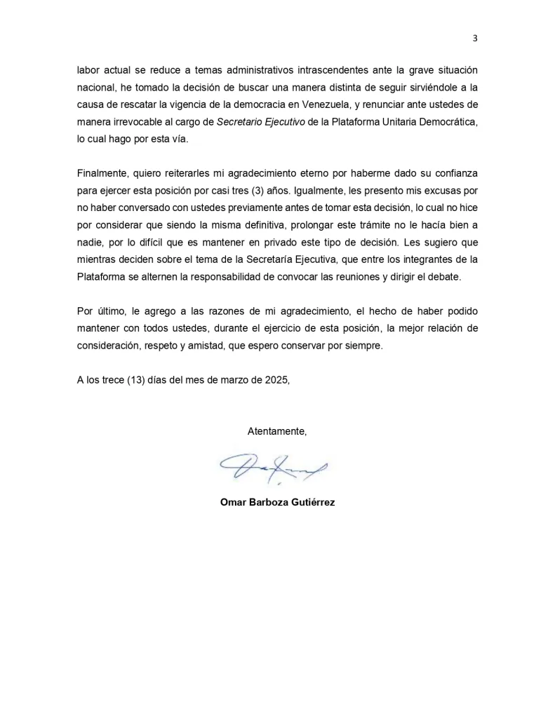 carta de renuncia