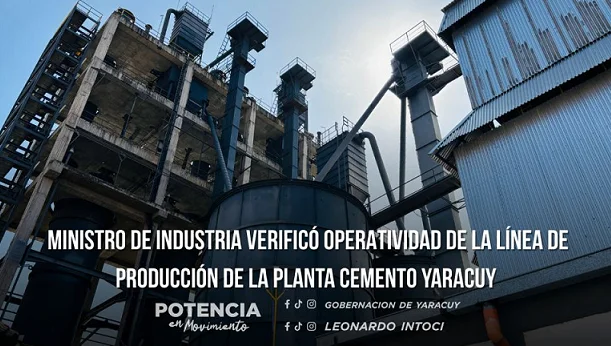 Ministro en la Fabrica de Cemento